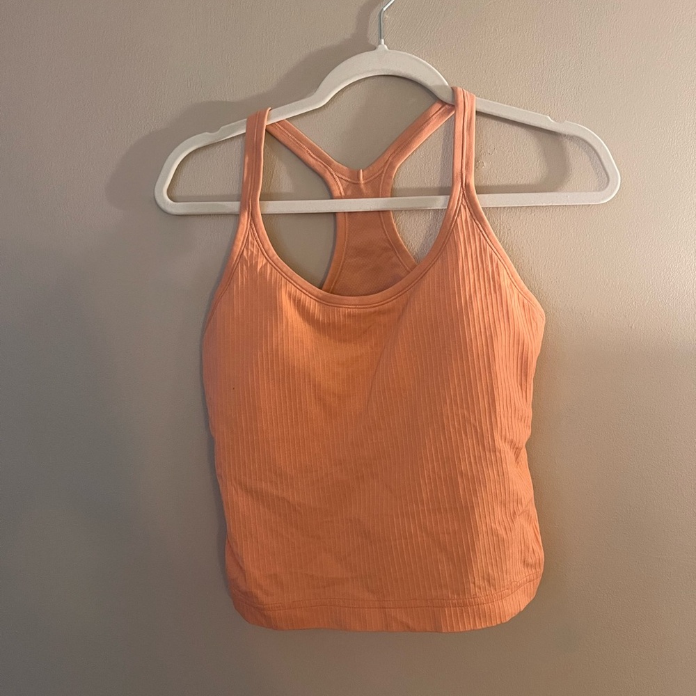 Lululemon Cropped Peach Ribbed Tank Top